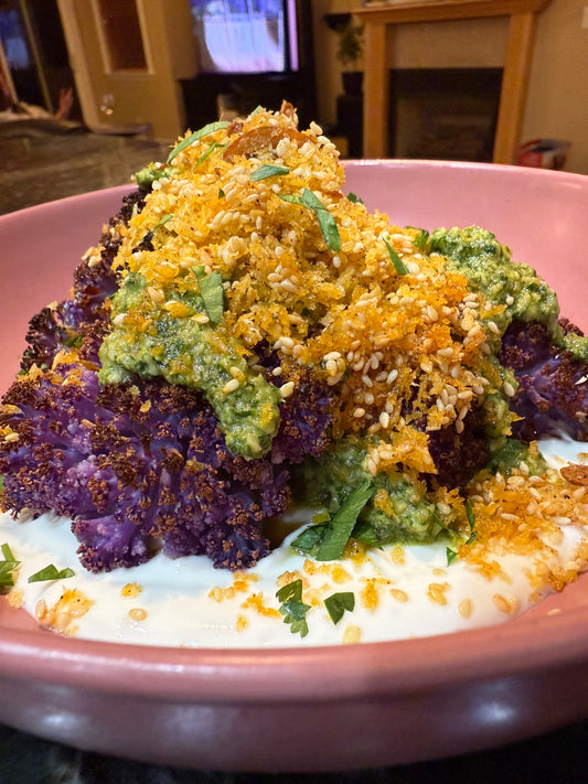 Roasted Purple Cauliflower with Sesame Panko