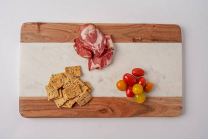 Verve Culture - Marble and Acacia Wood Serving Board - Rectangle