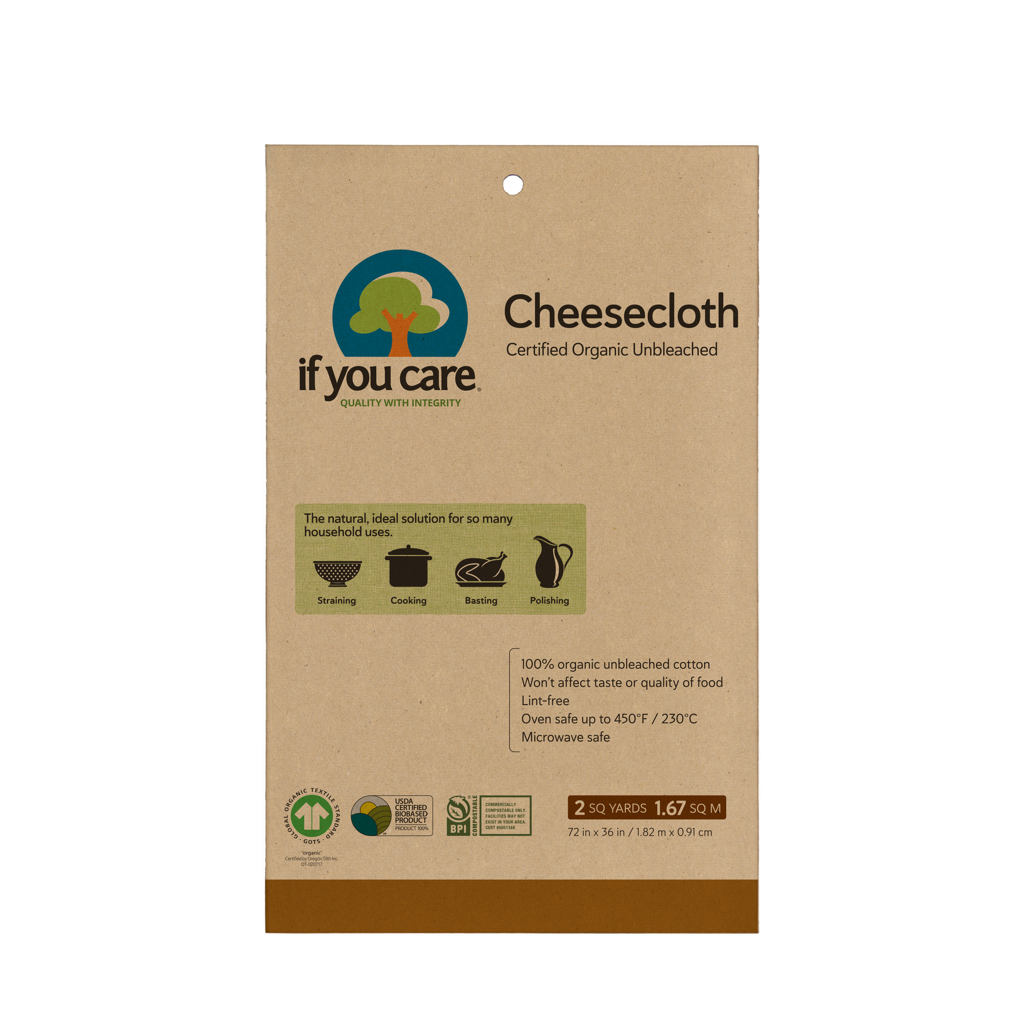 If You Care - Certified Organic Unbleached Cheesecloth