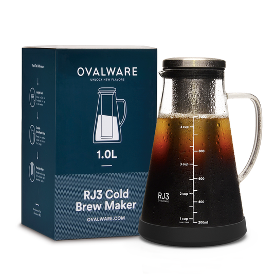 Ovalware - Airtight Cold Brew Iced Coffee Maker Pitcher and Tea Infuser with Spout | 1.0L