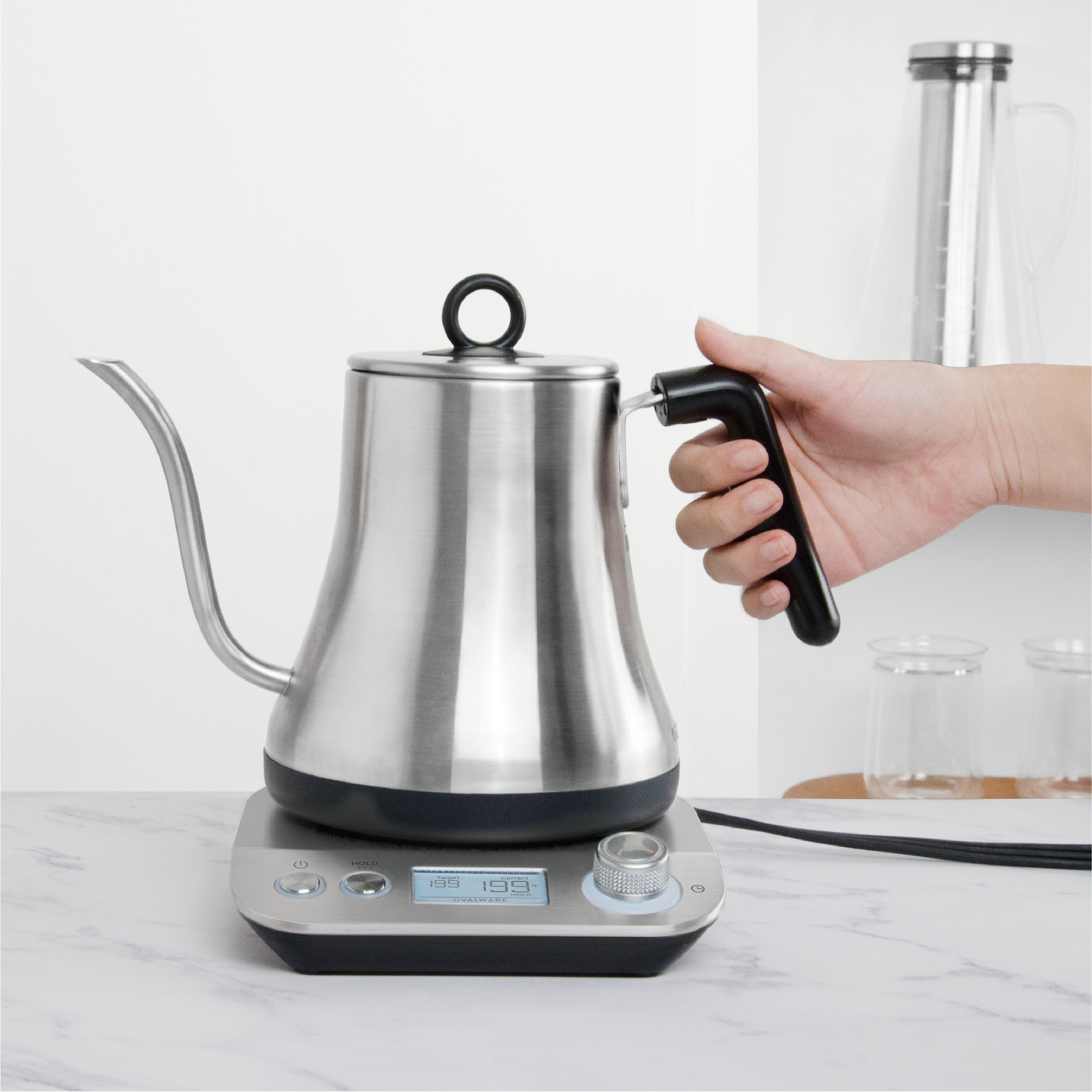 Ovalware - Stainless Steel Electric Pour Over Kettle | Variable Temp Control