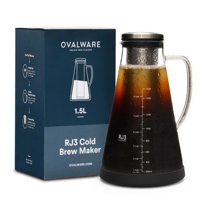 Ovalware - Airtight Cold Brew Iced Coffee Maker Pitcher and Tea Infuser with Spout | 1.5L