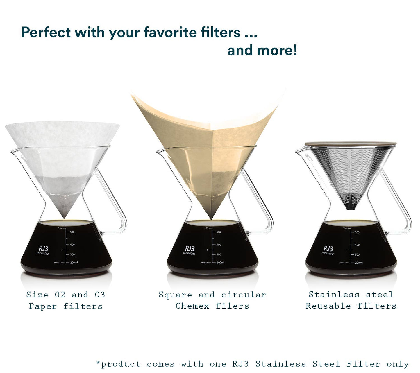 Ovalware - Pour Over Coffee Maker with Stainless Steel Filter | 17oz