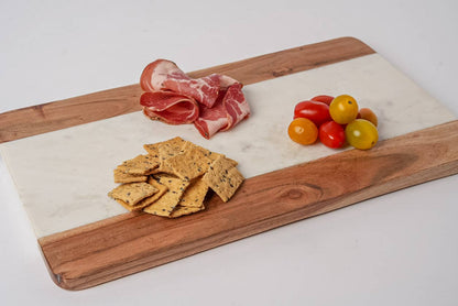 Verve Culture - Marble and Acacia Wood Serving Board - Rectangle