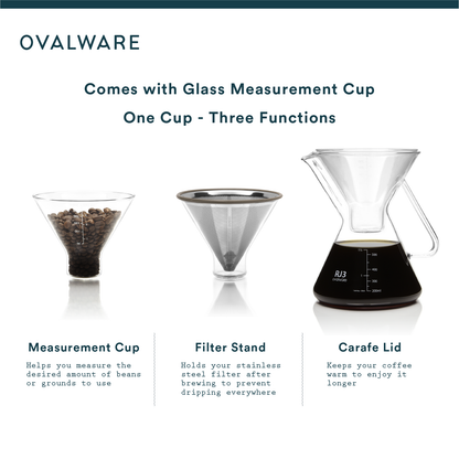 Ovalware - Pour Over Coffee Maker with Stainless Steel Filter | 17oz
