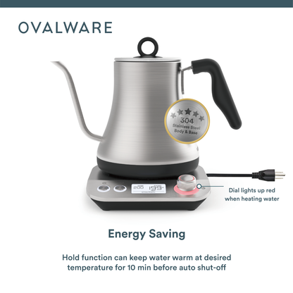 Ovalware - Stainless Steel Electric Pour Over Kettle | Variable Temp Control