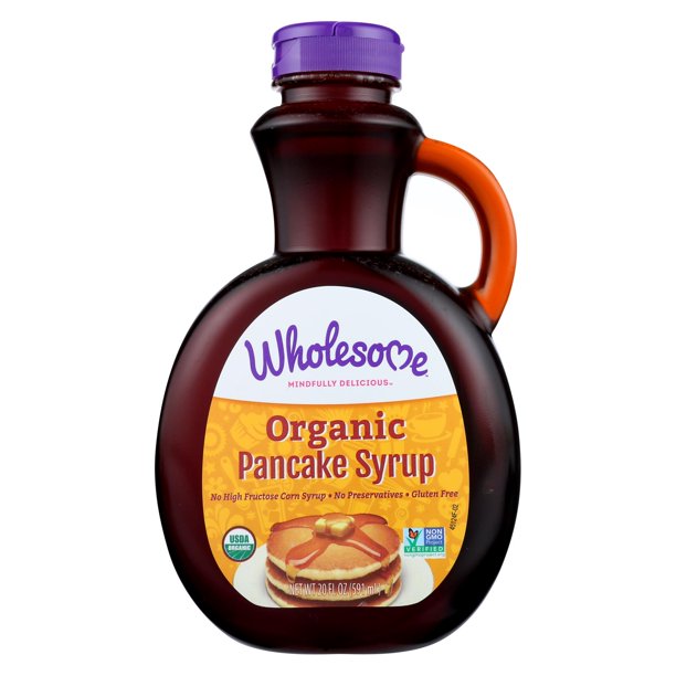 Wholesome! organic pancake syrup is free of high fructose corn syrup and we use all-natural, certified non-gmo ingredients for a truly wholesome breakfast. our recipe is free of preservatives and it's gluten-free, vegan and fat-free making it suitable for many diets. this bottle contains 20 fl. oz. of organic pancake syrup.