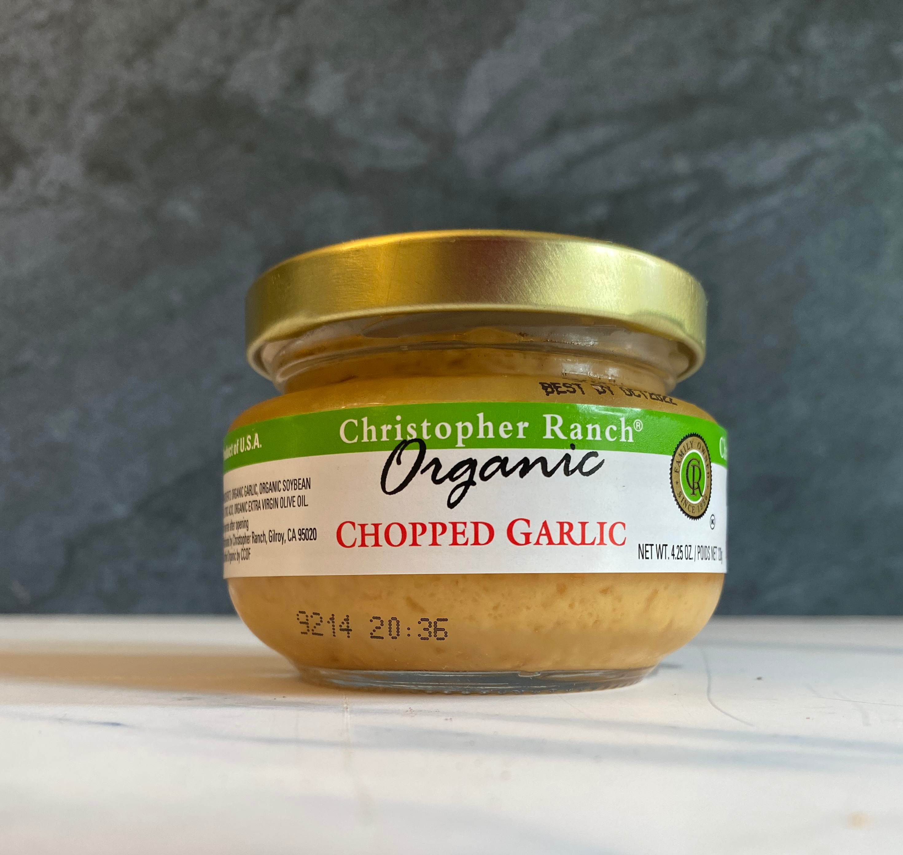 organic chopped garlic from Christopher ranch